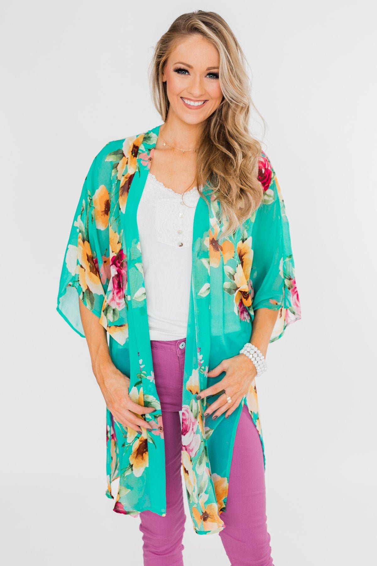 Going Beyond Floral Kimono- Teal