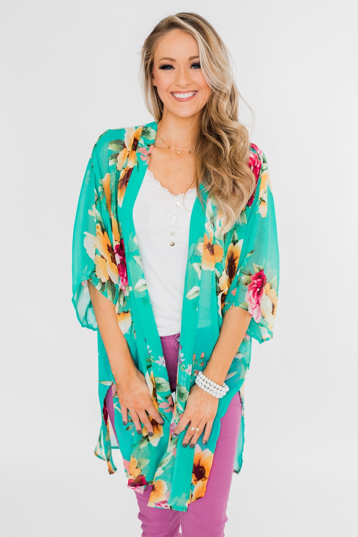 Going Beyond Floral Kimono- Teal
