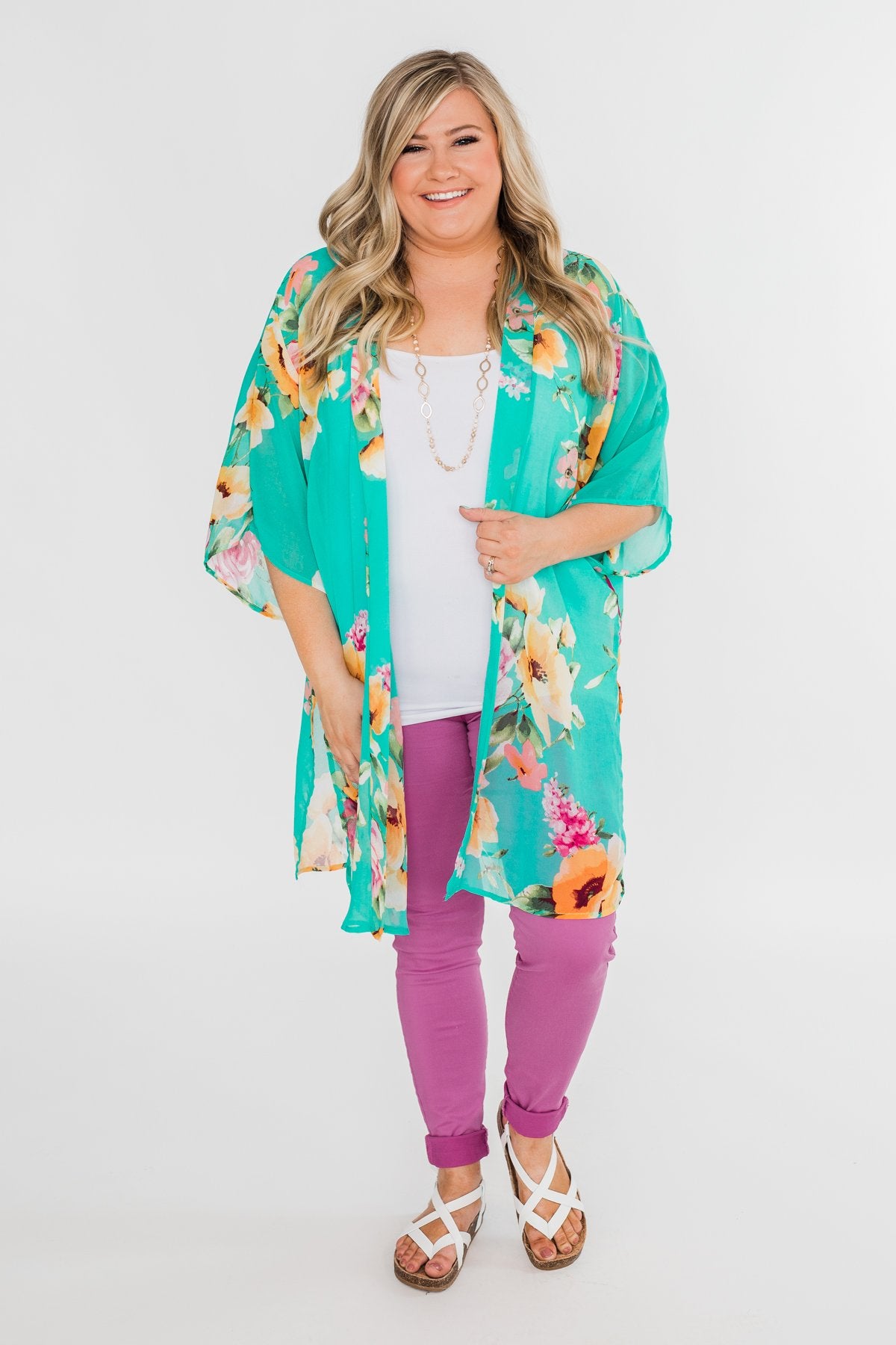 Going Beyond Floral Kimono- Teal