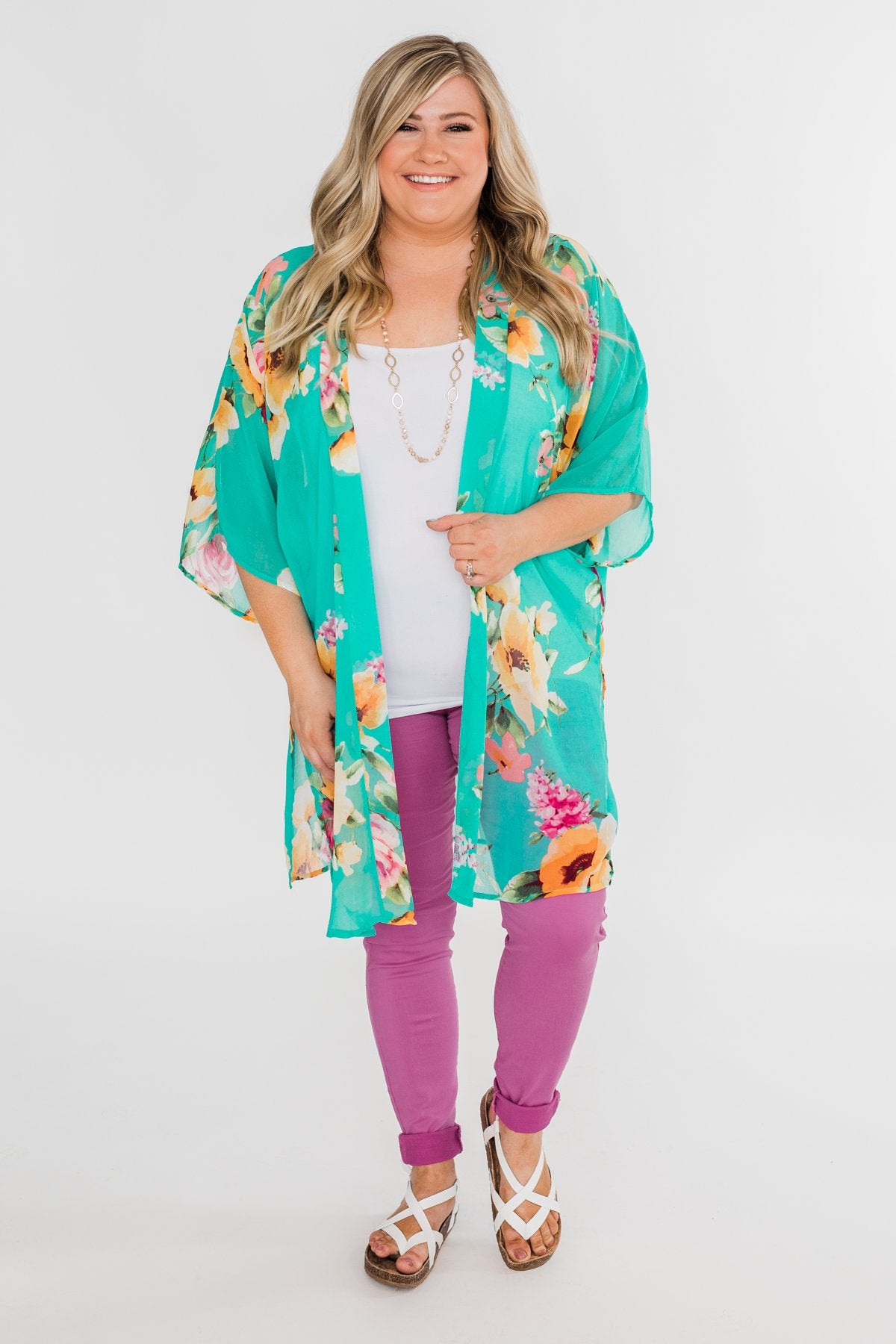 Going Beyond Floral Kimono- Teal
