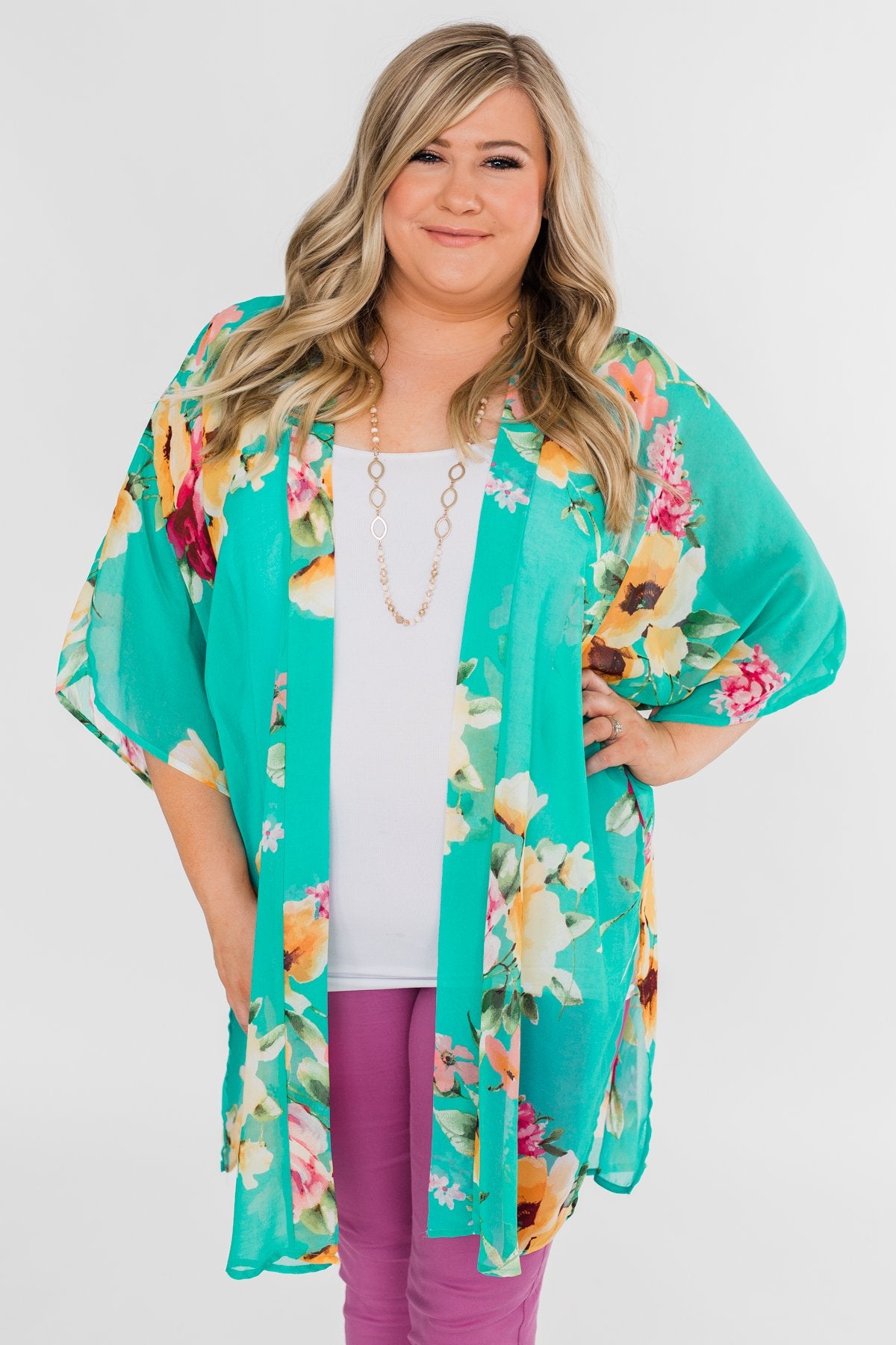 Going Beyond Floral Kimono- Teal