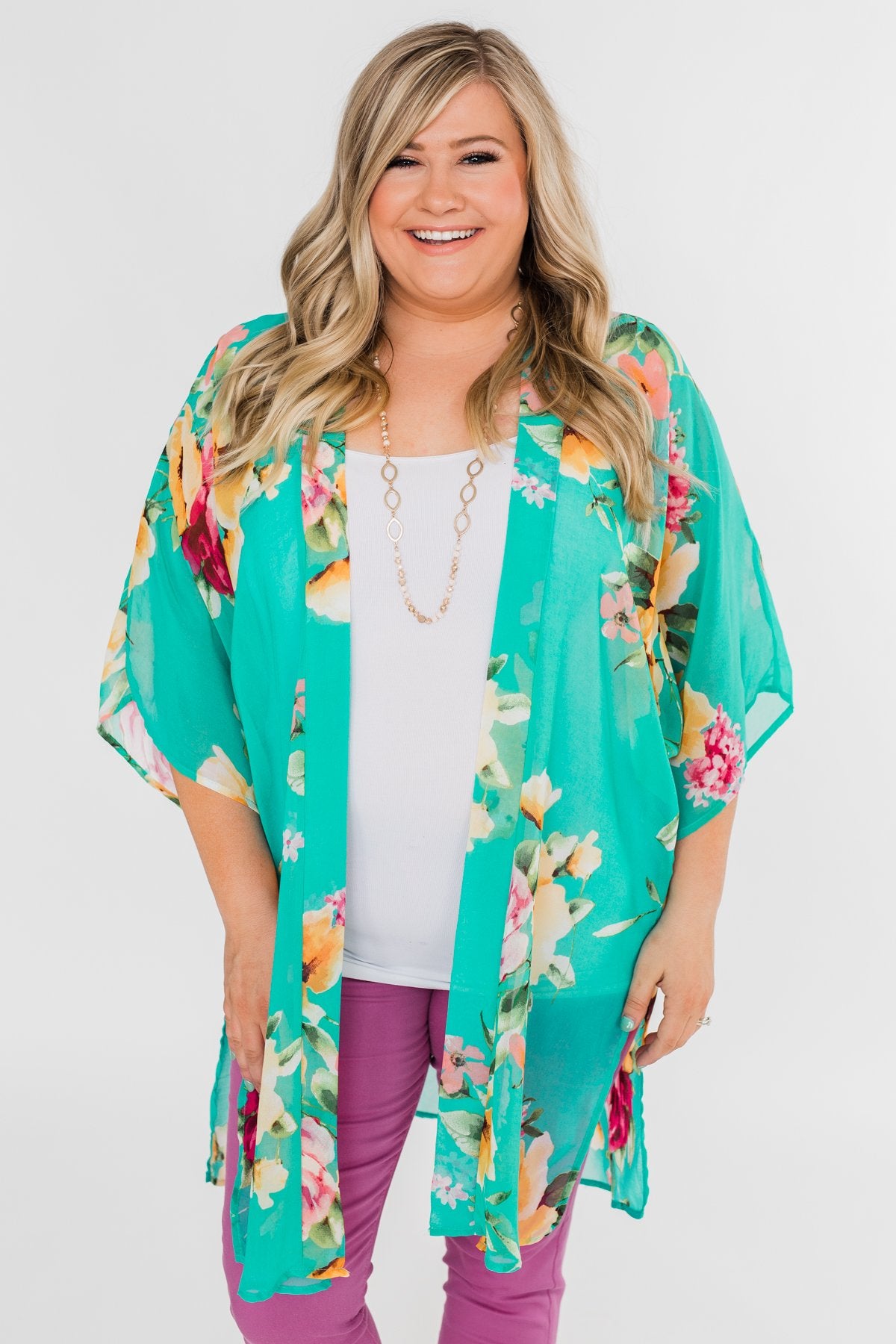 Going Beyond Floral Kimono- Teal