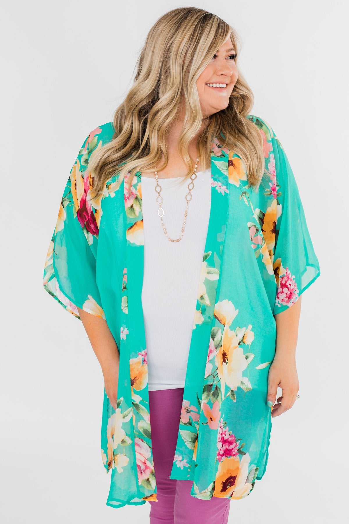 Going Beyond Floral Kimono- Teal