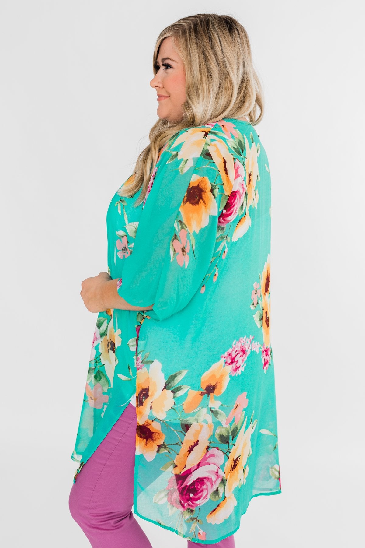 Going Beyond Floral Kimono- Teal
