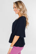 Hold You Tight Cinched Waist Blouse- Navy