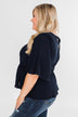 Hold You Tight Cinched Waist Blouse- Navy