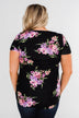 Midnight Blossoms Short Sleeve Floral Top- Black