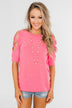 Once Upon A Time Criss Cross Sleeve Top- Ultra Pink