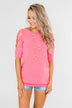 Once Upon A Time Criss Cross Sleeve Top- Ultra Pink
