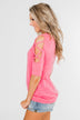 Once Upon A Time Criss Cross Sleeve Top- Ultra Pink