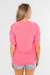 Once Upon A Time Criss Cross Sleeve Top- Ultra Pink