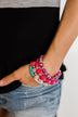 4 Layer Bright Beaded Bracelet Set- Pink & Purple Tones
