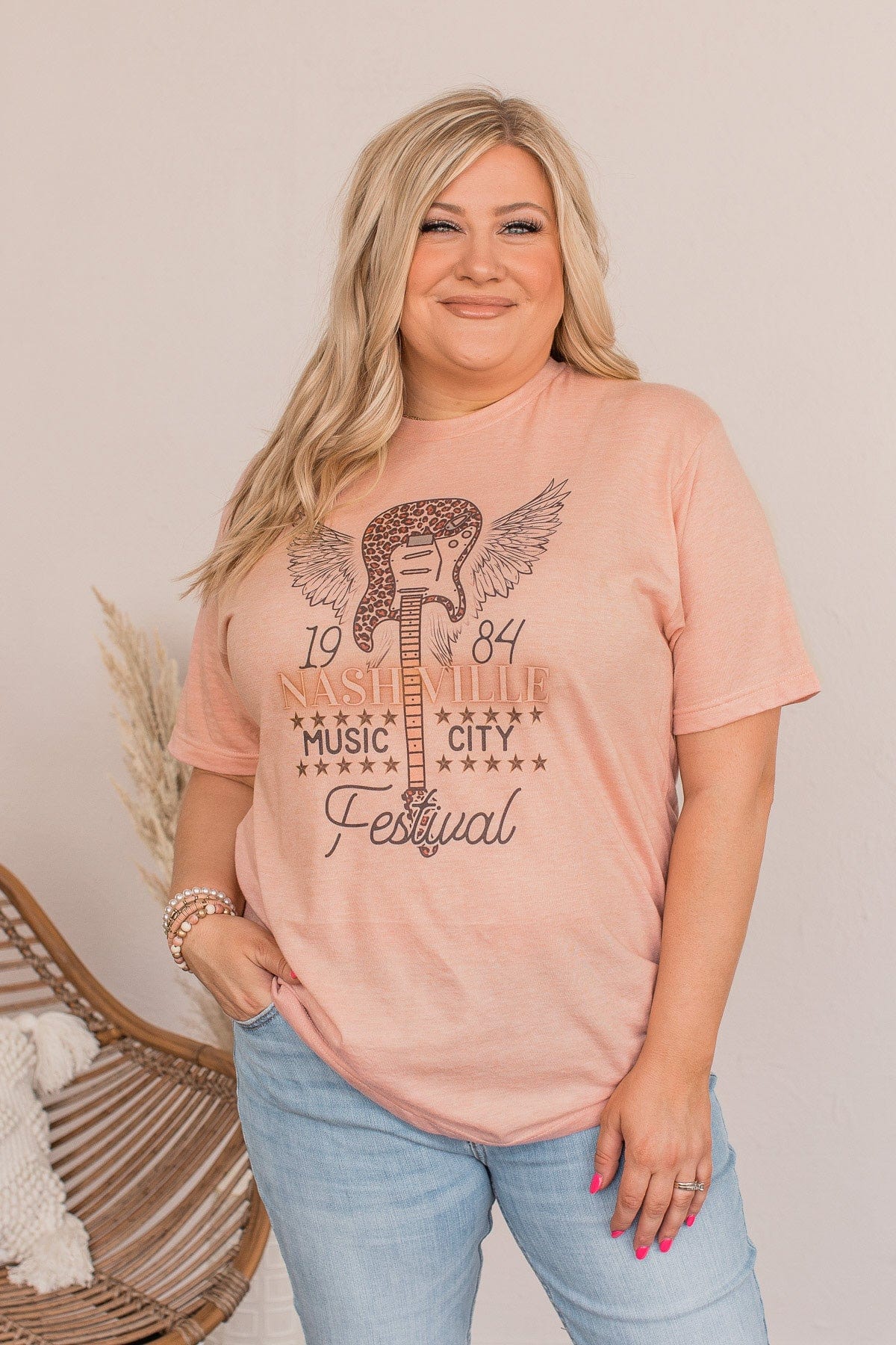 "Nashville Festival" Graphic Tee- Peach