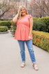 Bounce In Your Step Babydoll Knit Top- Coral