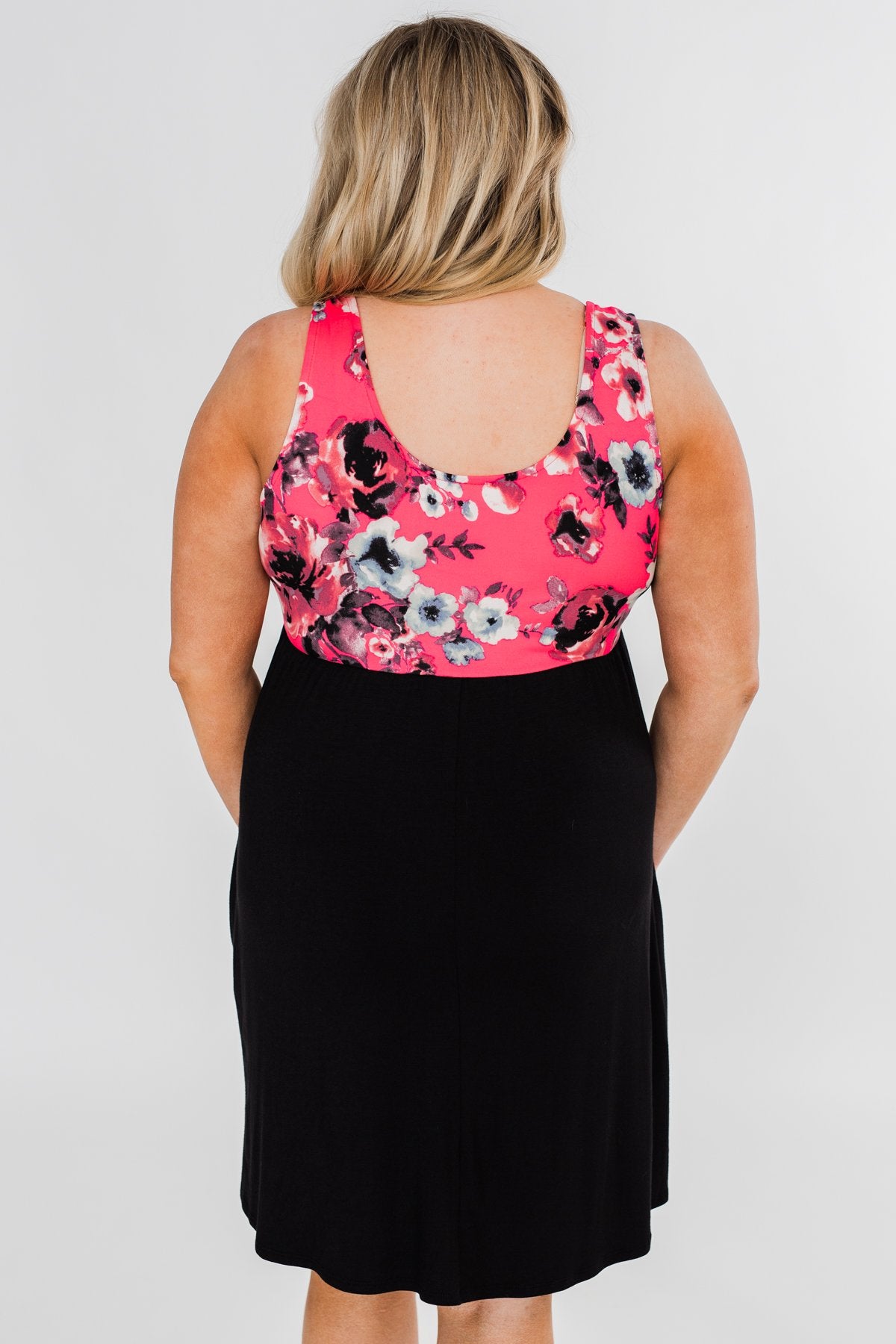 Attracted to You Floral Dress- Neon Pink & Black