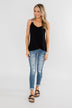 Somewhere Waiting for Me Twist Tank Top- Black