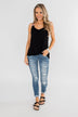Somewhere Waiting for Me Twist Tank Top- Black