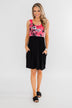 Attracted to You Floral Dress- Neon Pink & Black