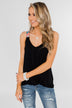 Somewhere Waiting for Me Twist Tank Top- Black