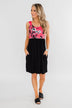 Attracted to You Floral Dress- Neon Pink & Black