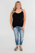 Somewhere Waiting for Me Twist Tank Top- Black