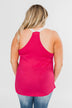 Crochet Strap Fuchsia Tank Top