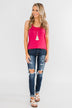 Crochet Strap Fuchsia Tank Top
