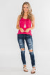 Crochet Strap Fuchsia Tank Top