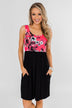 Attracted to You Floral Dress- Neon Pink & Black