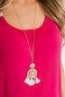 Cream Tassel Circle Accent Necklace