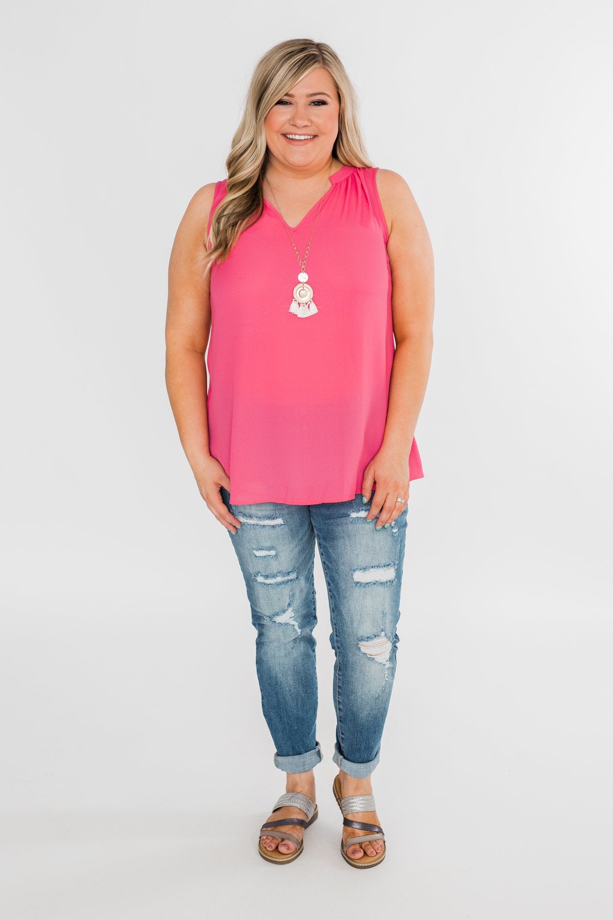 Summer Ready Sheer Pink Tank Top