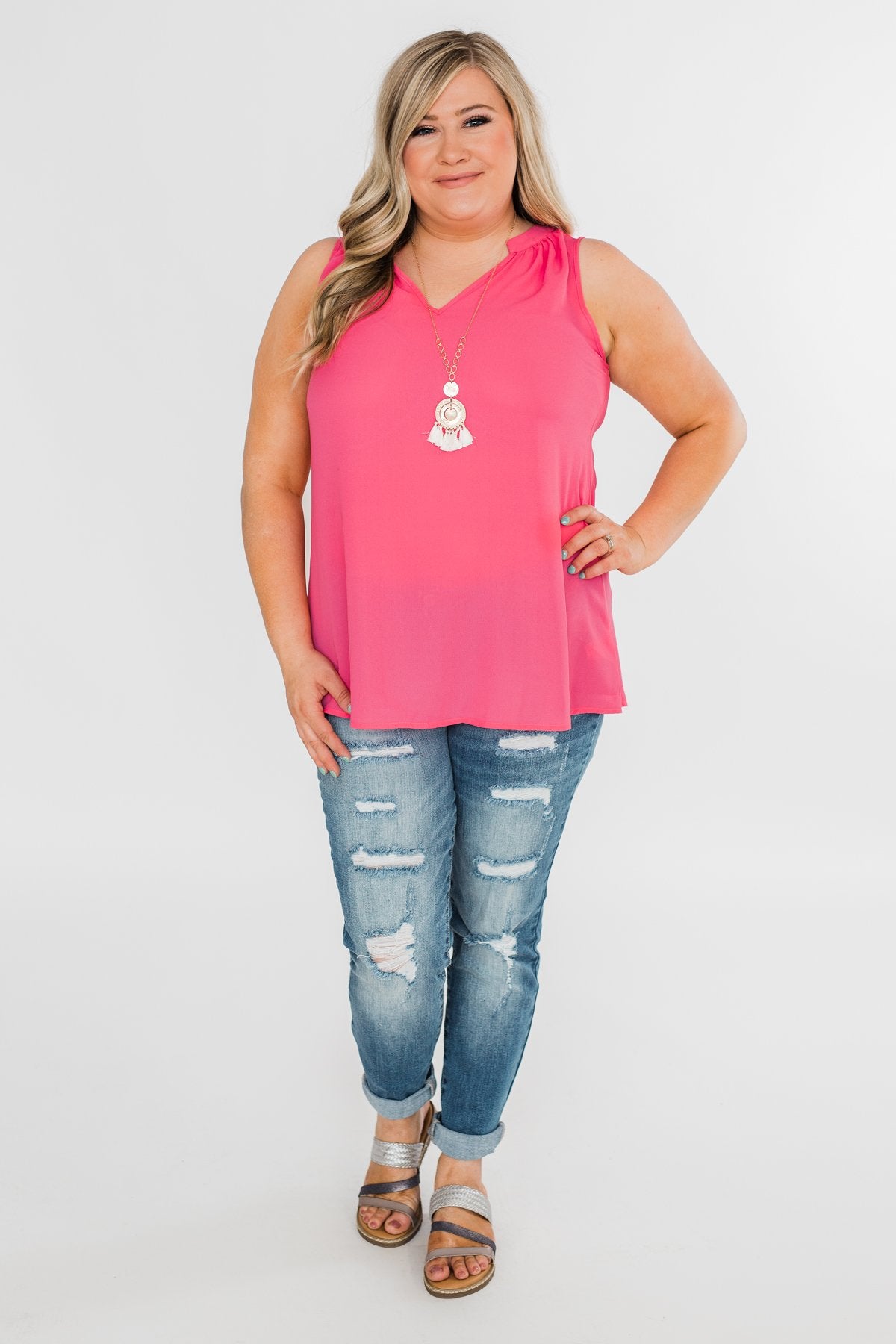 Summer Ready Sheer Pink Tank Top
