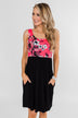 Attracted to You Floral Dress- Neon Pink & Black