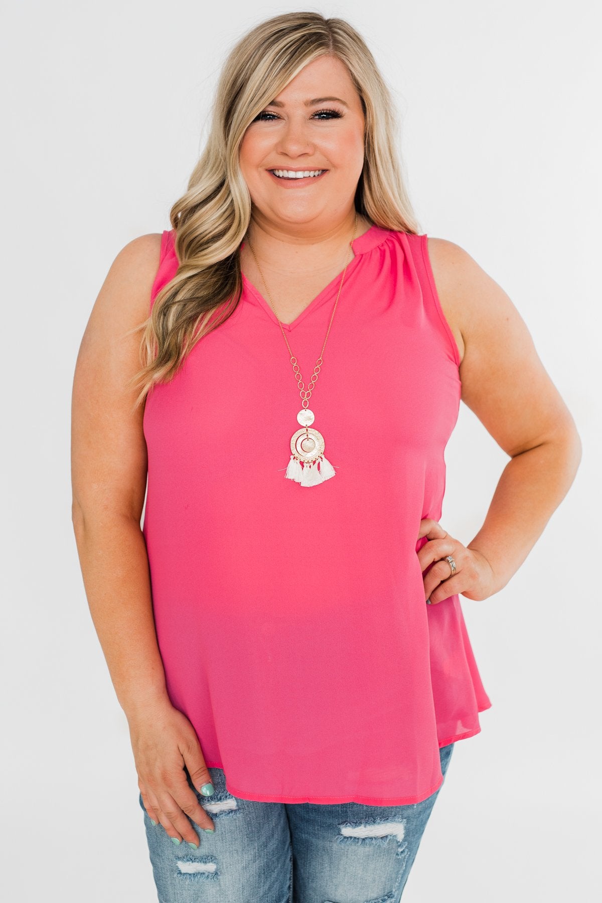 Summer Ready Sheer Pink Tank Top