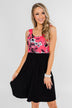 Attracted to You Floral Dress- Neon Pink & Black