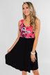 Attracted to You Floral Dress- Neon Pink & Black