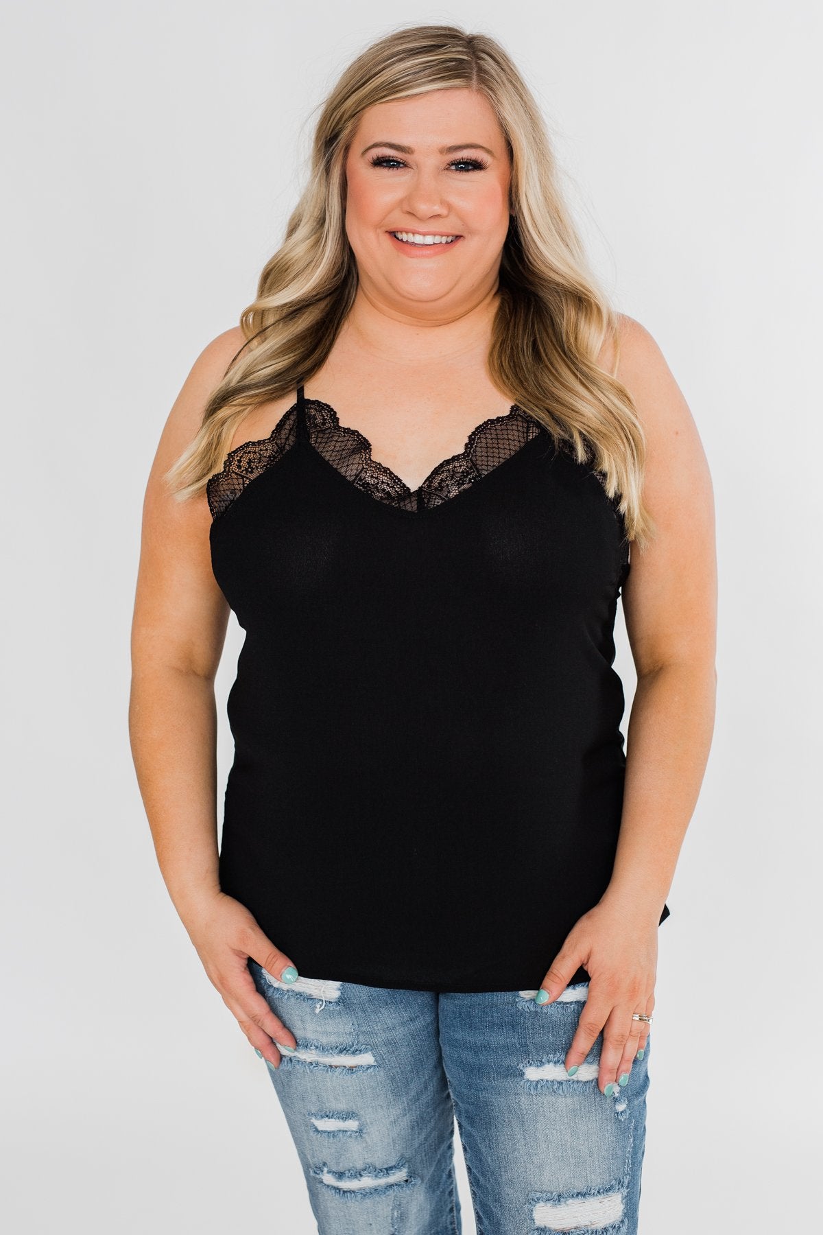 Comes Naturally Lace Racerback Cami- Black