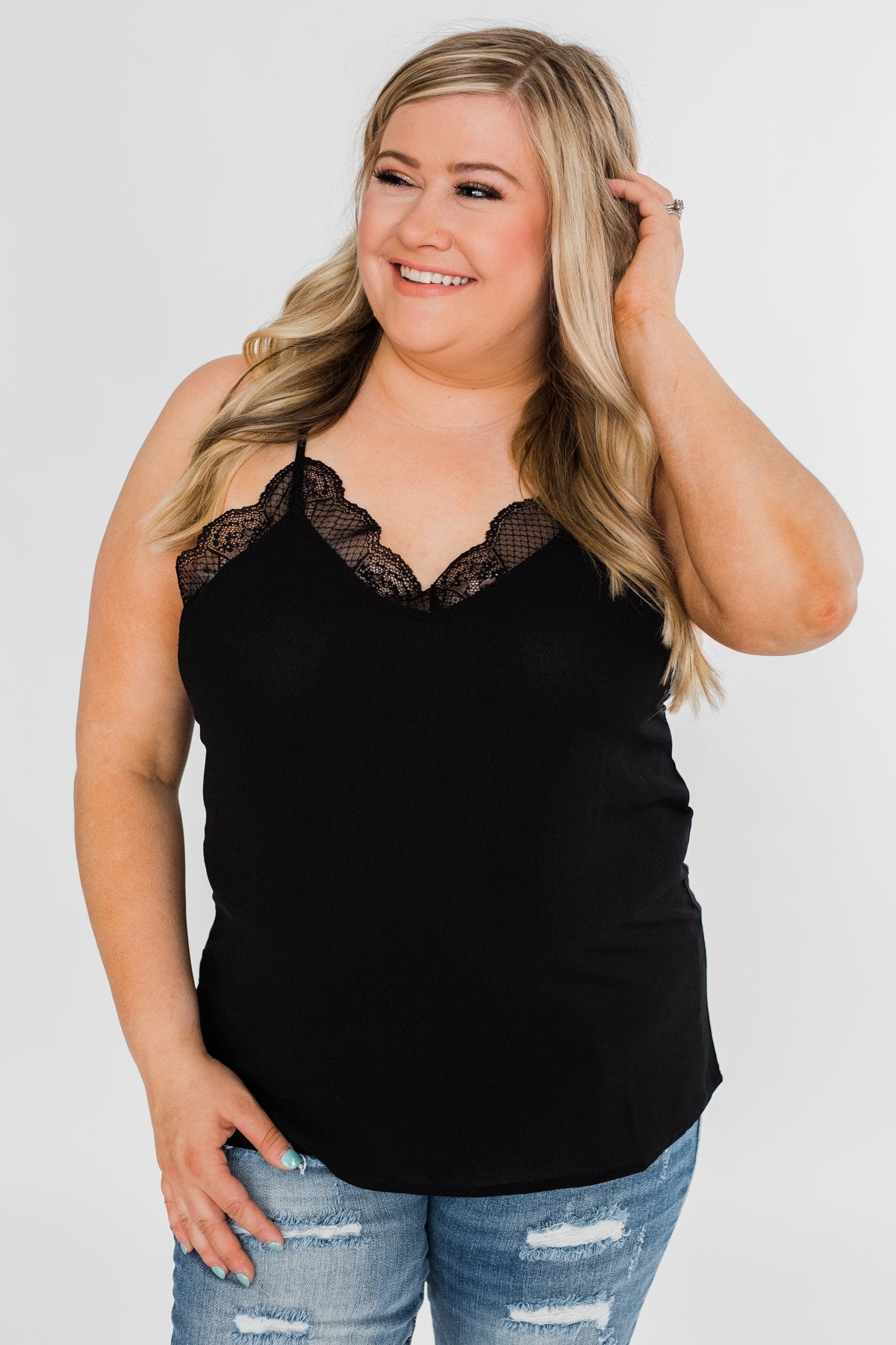 Comes Naturally Lace Racerback Cami- Black