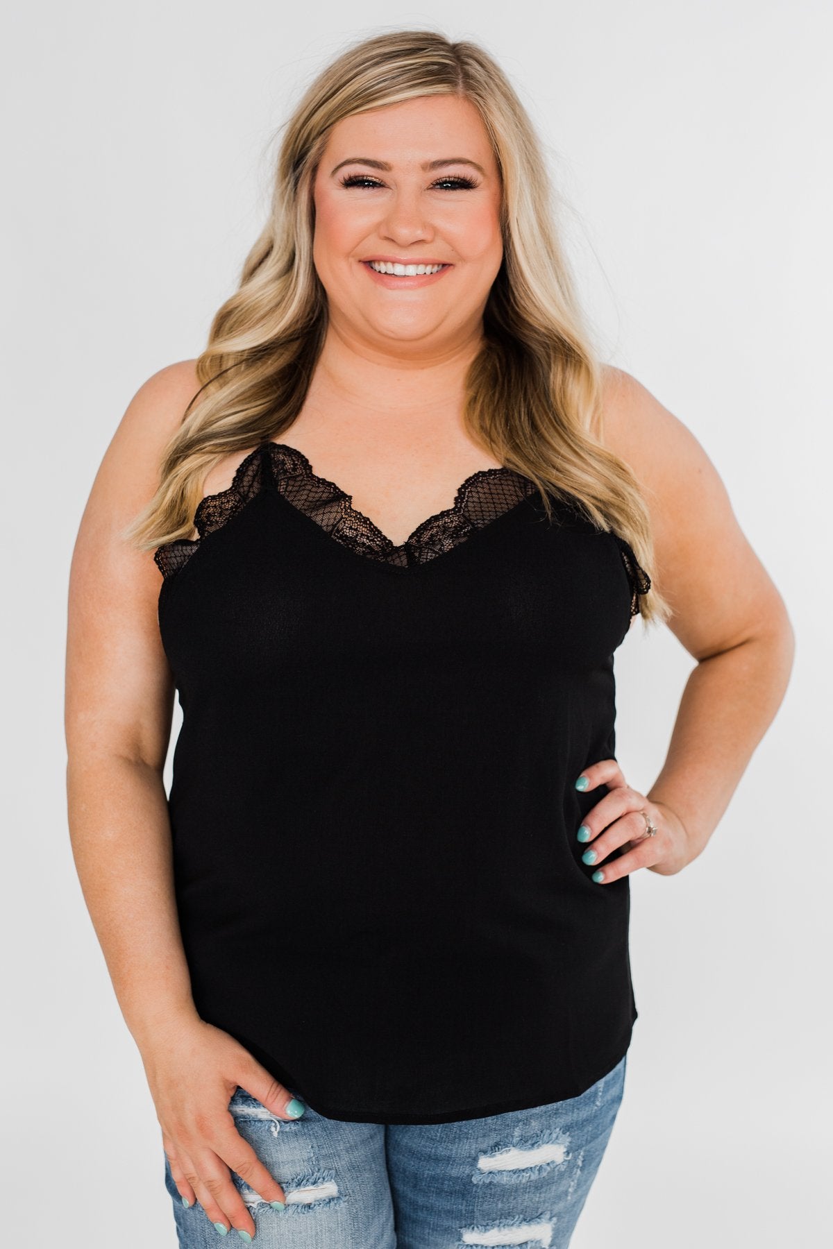 Comes Naturally Lace Racerback Cami- Black