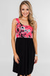 Attracted to You Floral Dress- Neon Pink & Black
