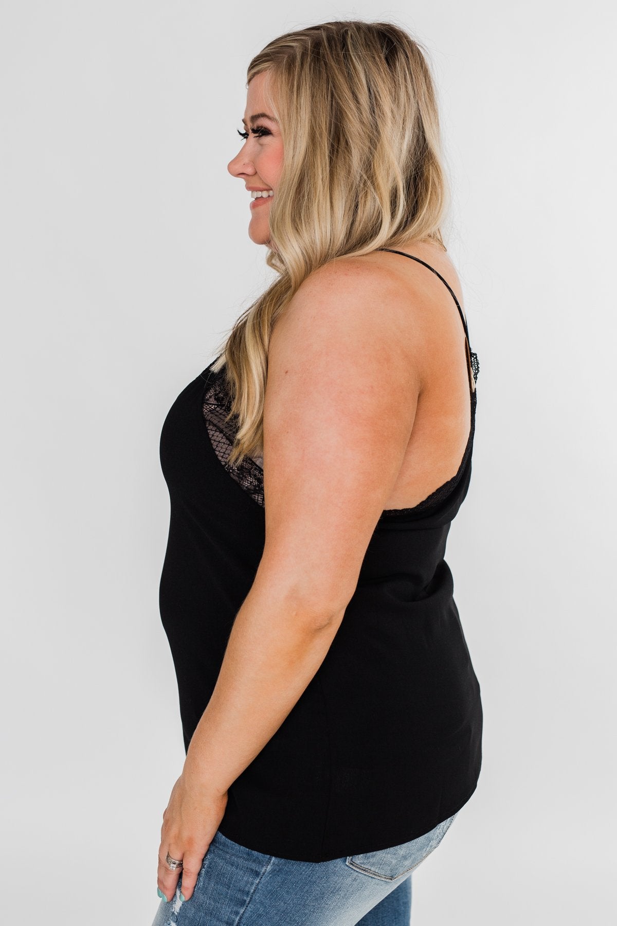 Comes Naturally Lace Racerback Cami- Black