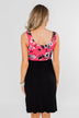 Attracted to You Floral Dress- Neon Pink & Black