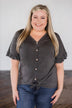 Casual and Comfy Tie Top- Charcoal