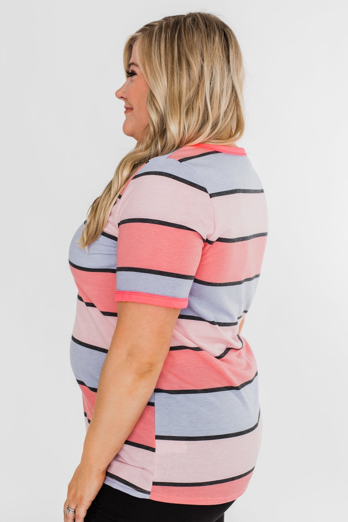Live A Colorful Life Striped Top- Pink & Purple Tones