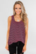 Striped Lace Racerback Tank Top- Neon Pink & Black
