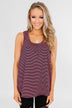Striped Lace Racerback Tank Top- Neon Pink & Black