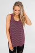 Striped Lace Racerback Tank Top- Neon Pink & Black