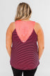 Striped Lace Racerback Tank Top- Neon Pink & Black