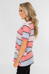 Live A Colorful Life Striped Top- Pink & Purple Tones