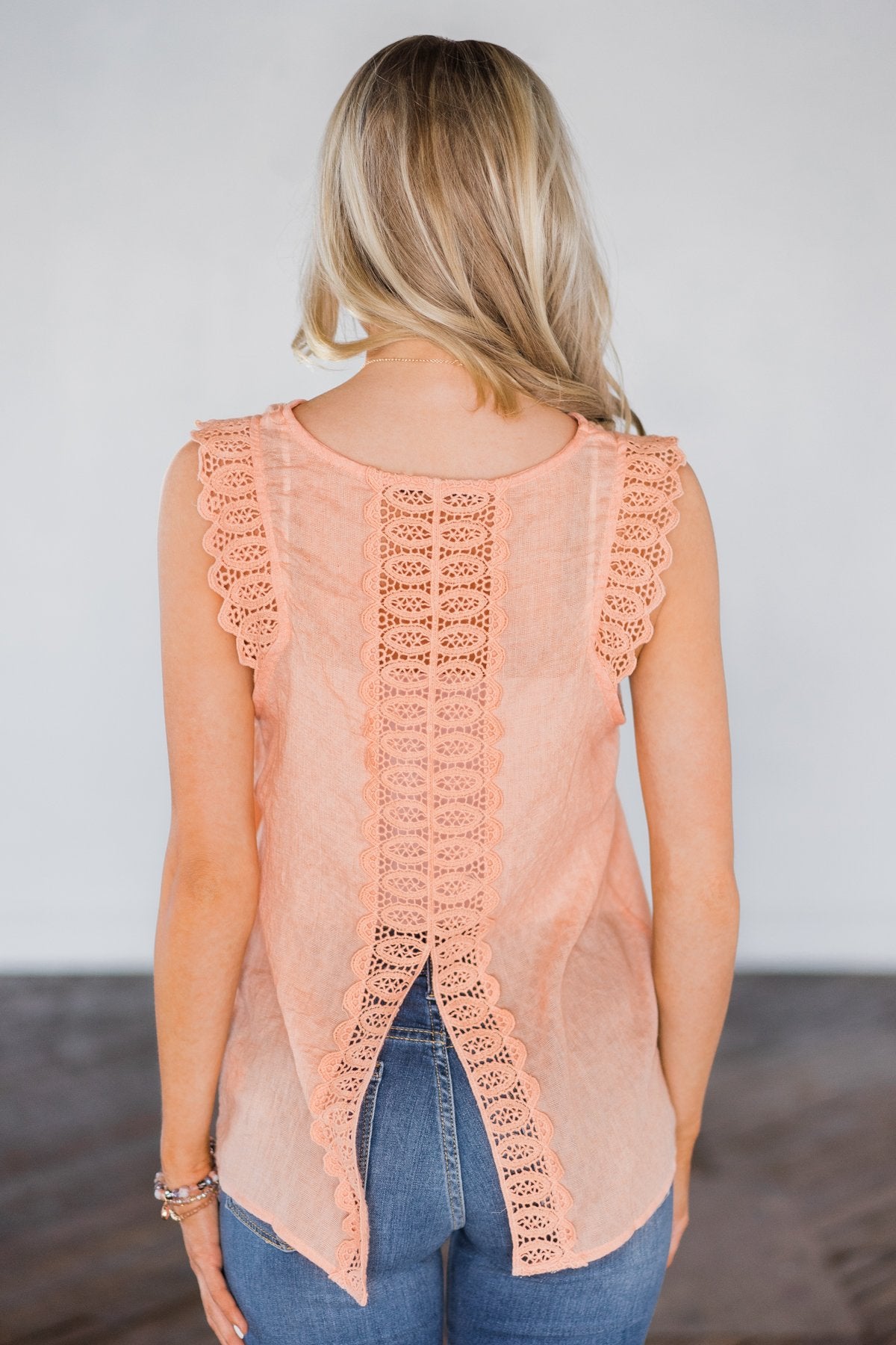 Just Peachy Lace Tank Top